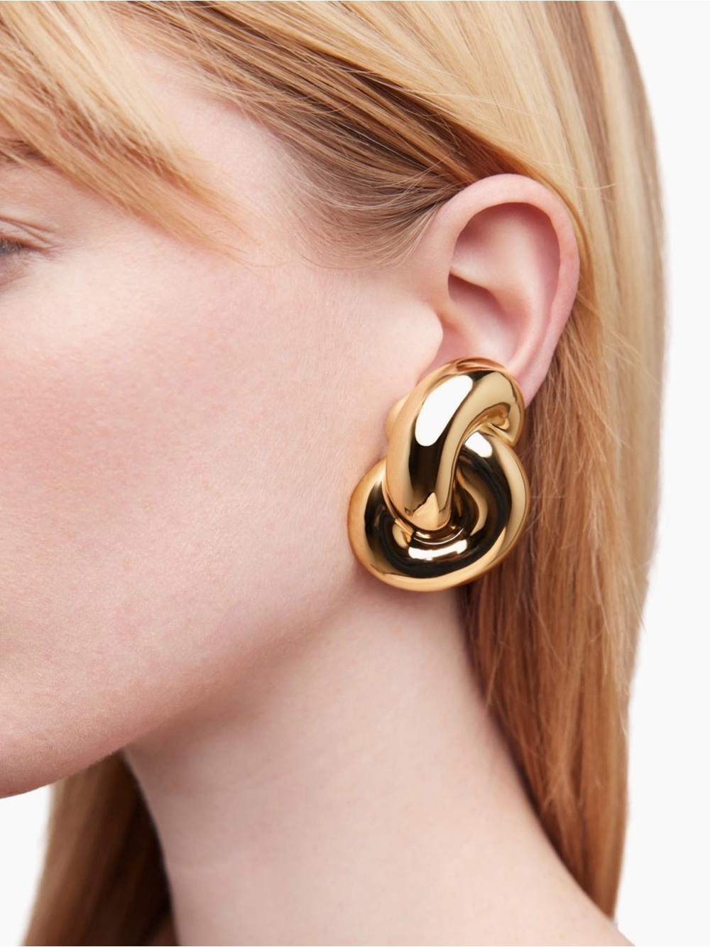 Jennifer Fisher 14K Gold Plated Knot Clip-On Earrings NWOT 2"